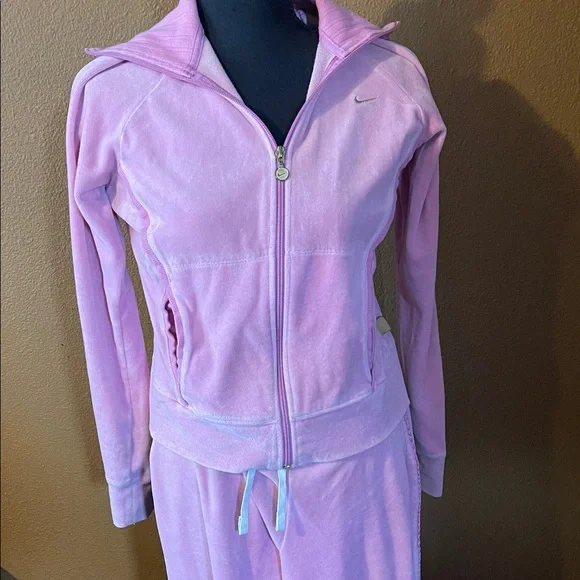NIKE Pink Velour Tracksuit with Hoodie - Picture 2 of 7